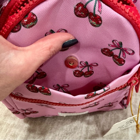 ✨💎NWT💎✨ Simply  Southern Pink Cherry Print Crossbody Sling Bag with Red Accents - Picture 4 of 9